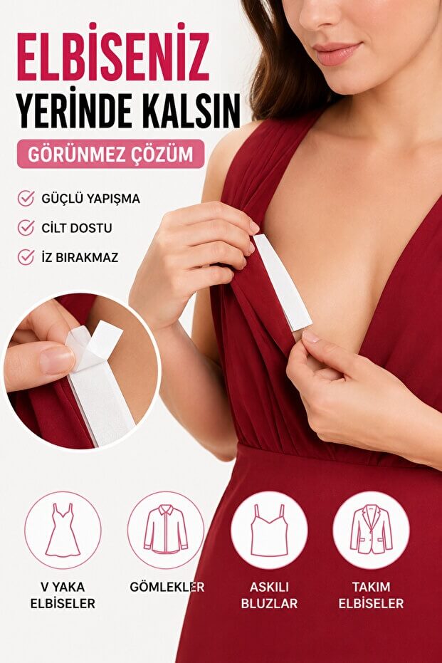 Çift Taraflı Şeffaf Kıyafet Sabitleyici Dekolte Bant